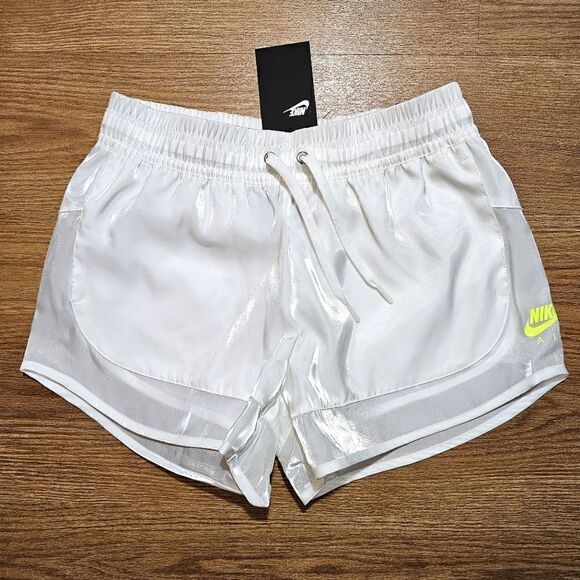 Nike Air Max Sheen Shorts Women's S White Yellow CU5520-100 Translucent New NSW - Picture 1 of 11
